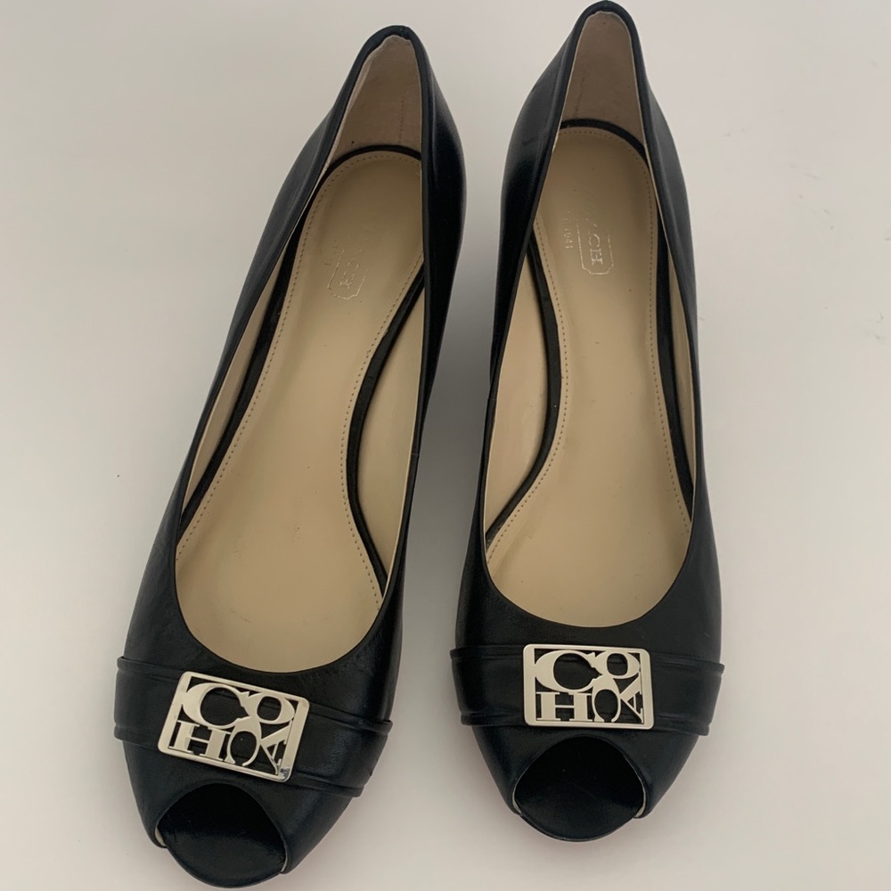 COACH Piper Peep Toe Wedge Heels Size 8.5 B